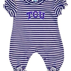 TCU baby girl onesie Striped Purple and White Kids One Piece